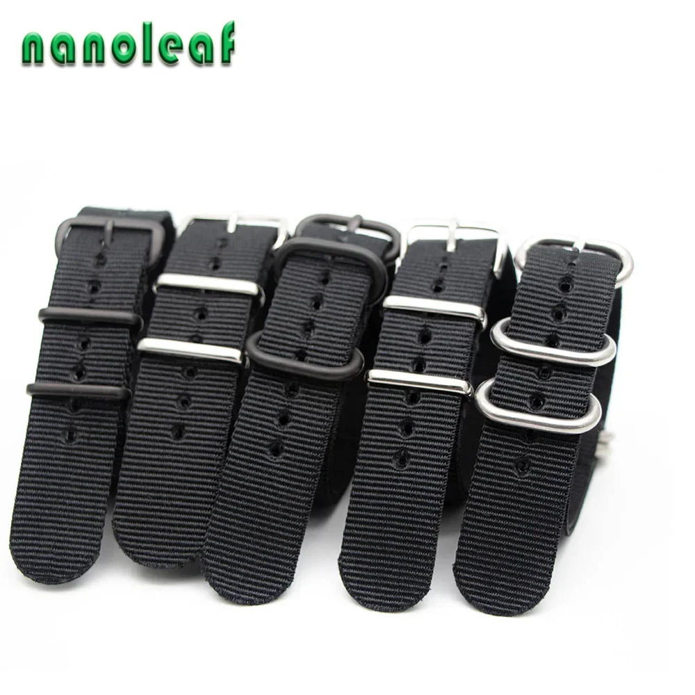 Nylon Nato Strap - Black Nylon Watch Band For Mechanical