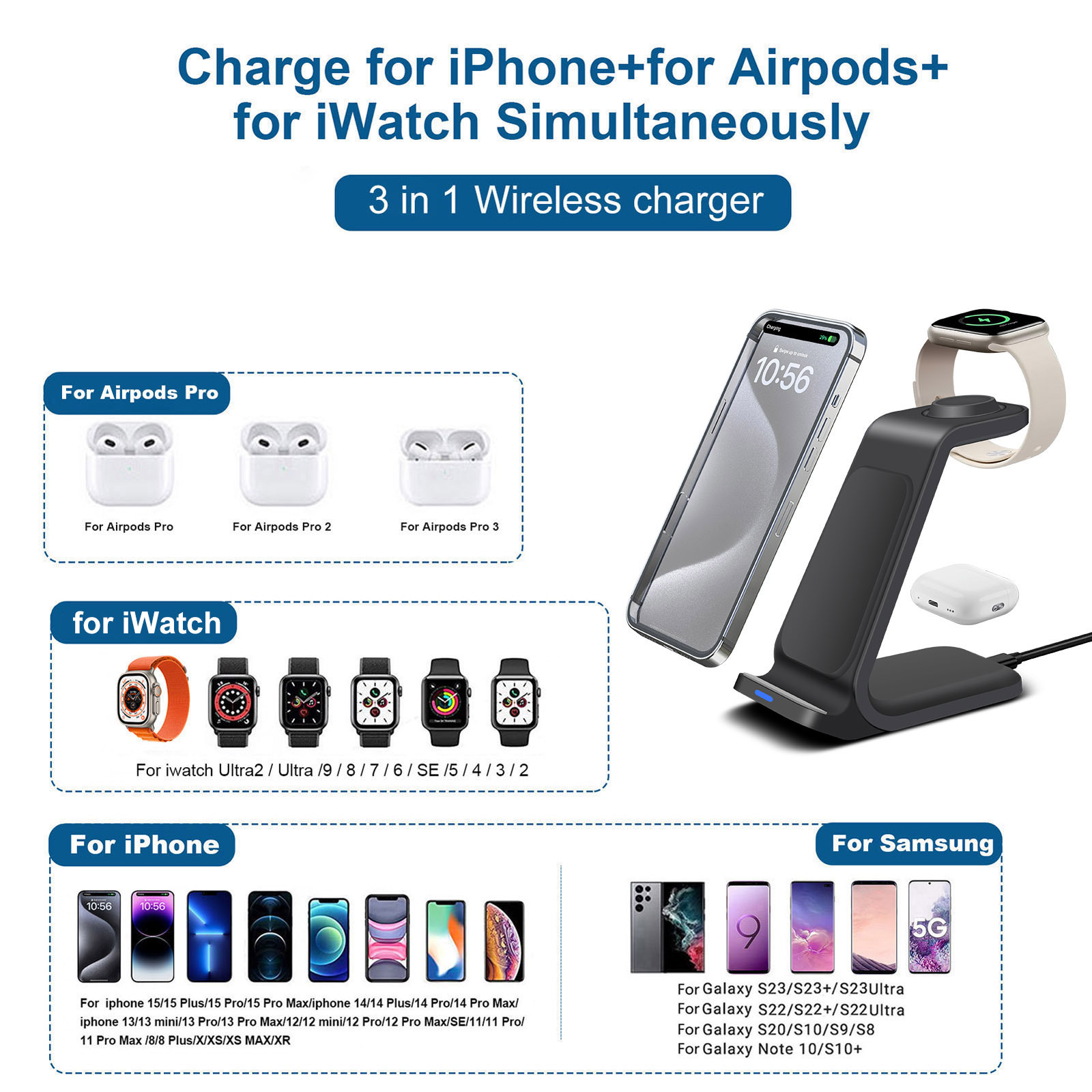 3 in 1 Charging Station for iP - огляд і ціна Smartwatch X