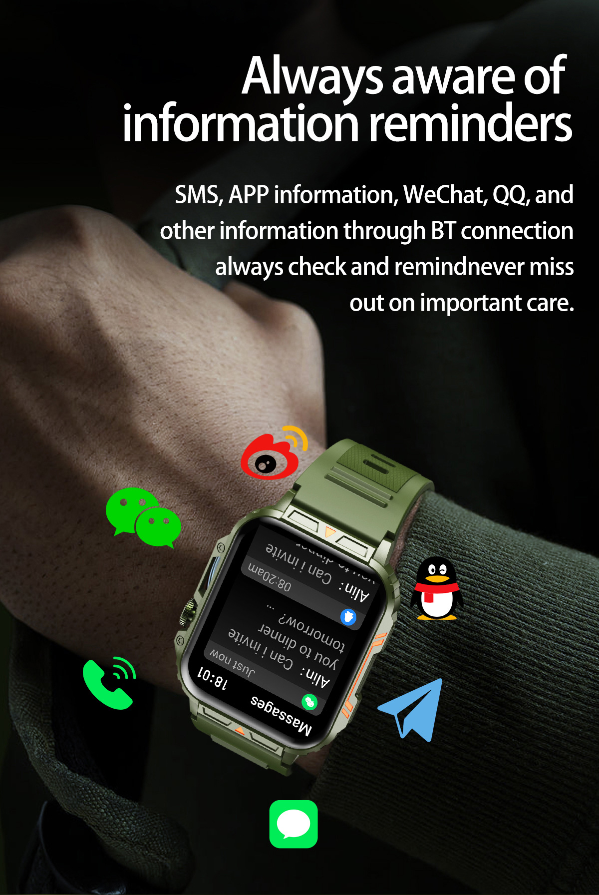1.91 Outdoor Military Smart Wa - огляд і ціна Smartwatch Faces