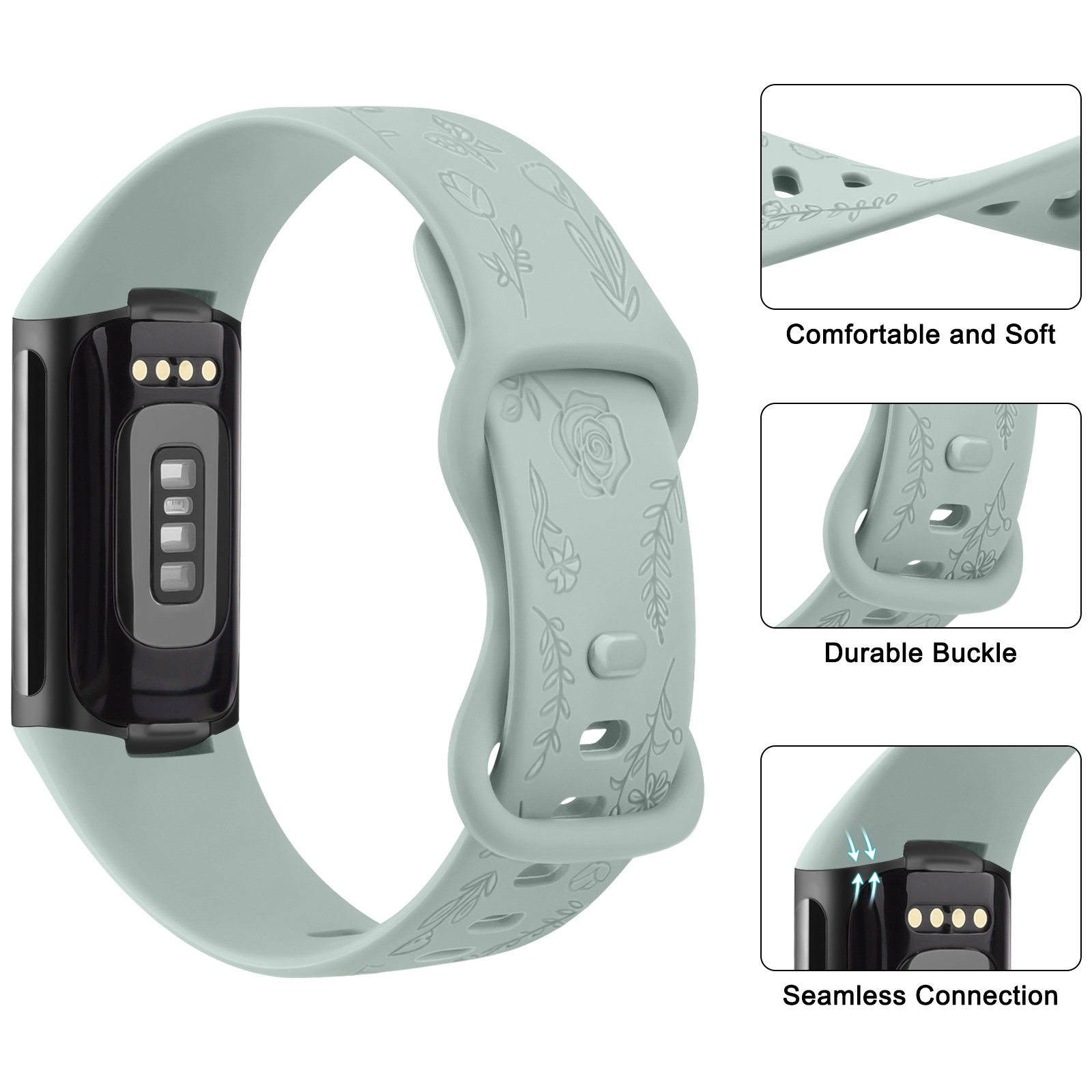 Flower Engraved Watch Strap Fo - огляд і ціна Silicone Band Replacement